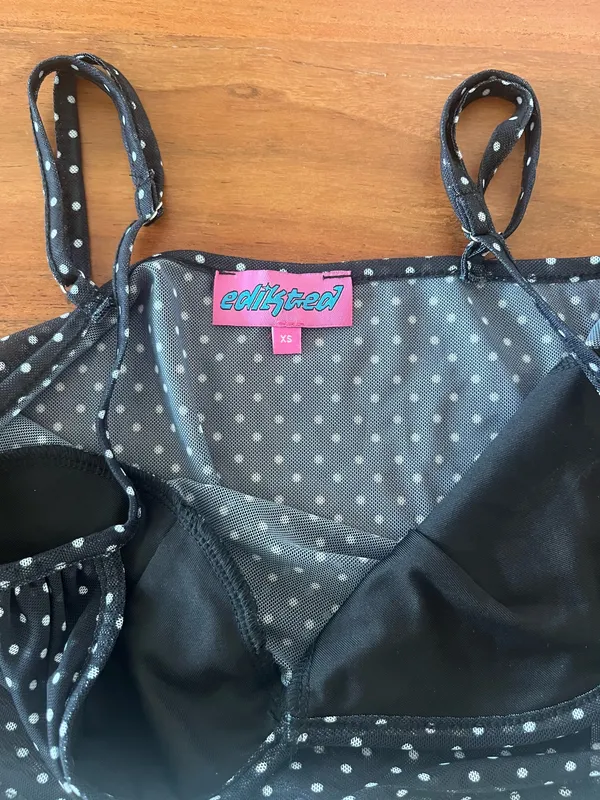 Edikted Polka Dot Mesh Tank Top - Image 2