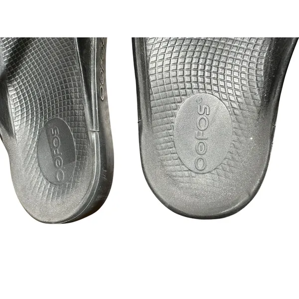 Oofos OOlala Luxe Flip Flop Thong Recovery Sandal Women's‎ Size 8 Black #S54-6 - Image 4