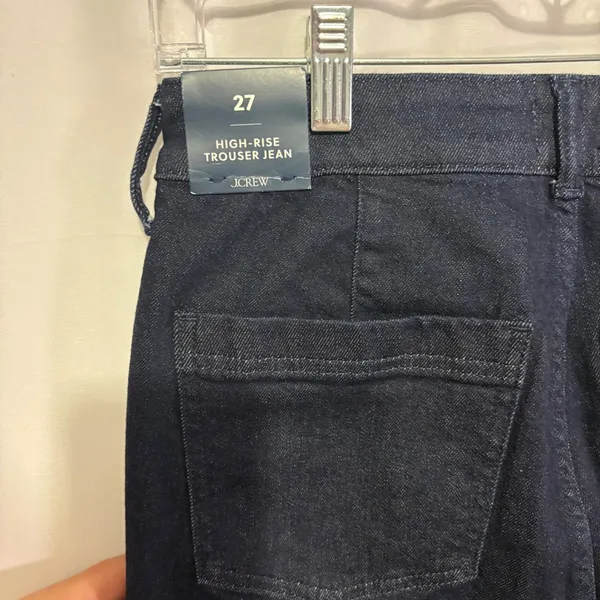 J.Crew High-Rise Trouser Jean in Deep Indigo Rinse Wide Leg Sz 27 Classic Preppy - Image 16