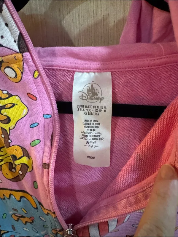 Women’s Disney Eats Snack Pink Quarter Zip Hoodie Size XL - Image 3