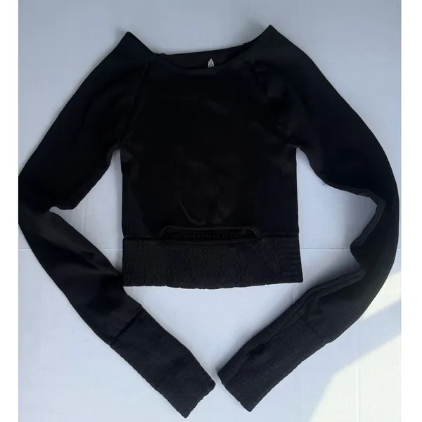 Free People Movement Cut It Out Long Sleeve Top Black XS/P - Image 3