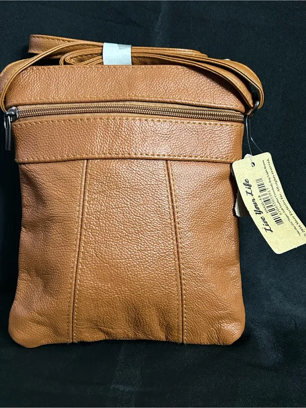 Maze On The Go Genuine Soft Leather Tan Crossbody Bag Purse NWT - Image 9