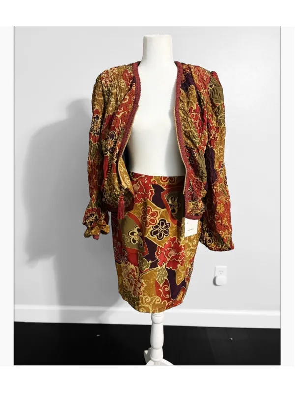 Rickie Freeman Teri Jon New Silk Skirt Set Brown Size 8 - Image 5