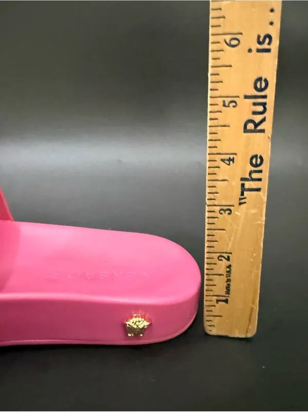 VERSACE Hot Pink Medusa Palazzo Pool Slides MISSING MEDUSA - Image 10
