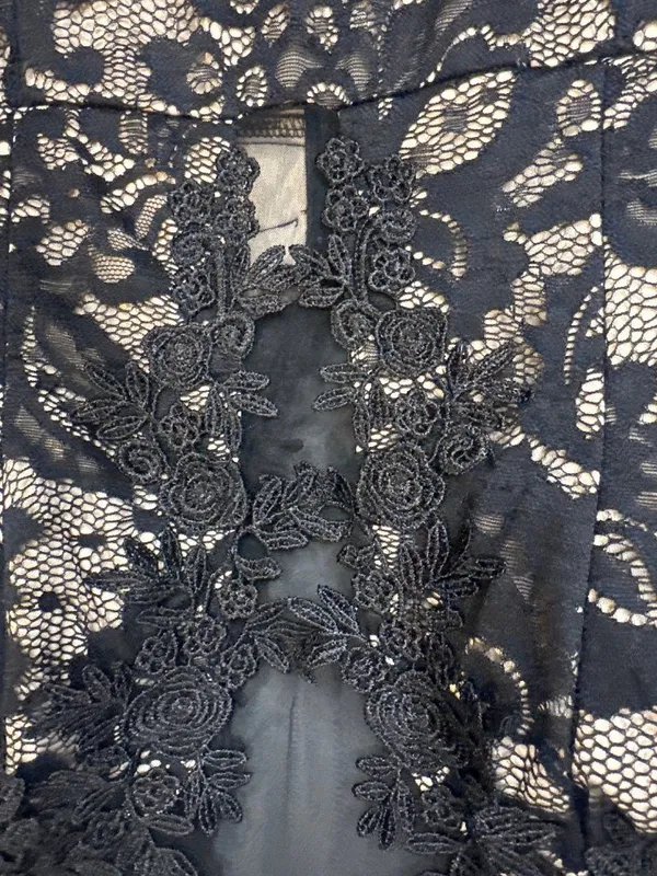 NWT Women L 8 10 Black Lace Mermaid Maxi Gown Gothic Formal Evening SHEIN Belle - Image 4