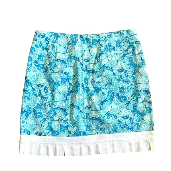 Lilly Pulitzer Womens Size 10 Pleated Bow Cotton Skirt Tropical Coastal Beach - Image 2