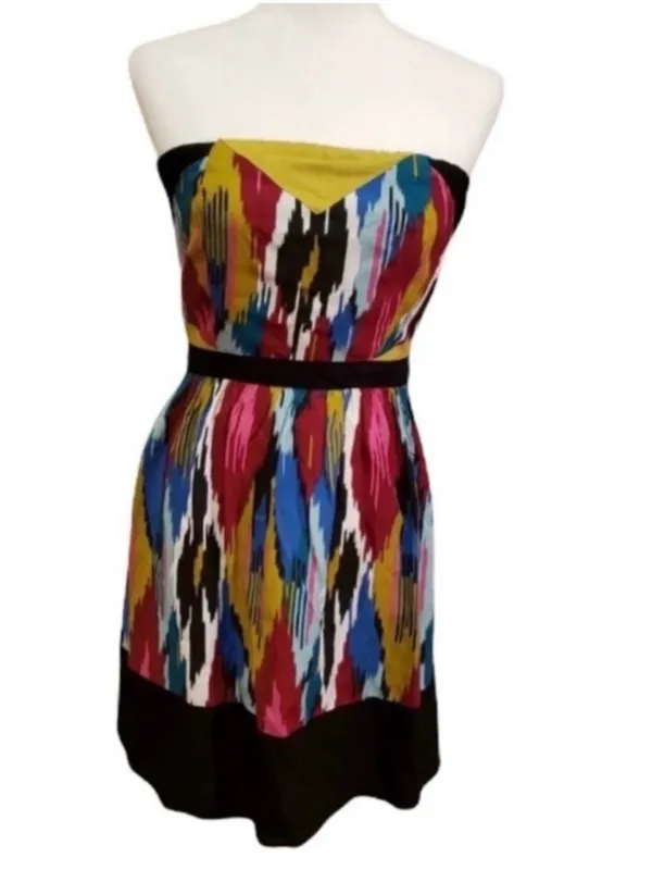 VTG Y2K Urban Outfitters Silence + Noise Tribal Print Ikat Strapless Dress - Image 2