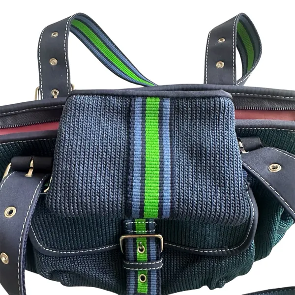 The Sak Crochet Knit‎ Blue Shoulder Bag Handbag Satchel Purse - Image 3