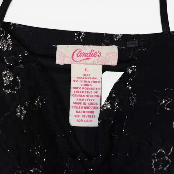 CANDIE’S Vintage Y2K Black Goth Grunge Floral Lace Corset Top - Image 4