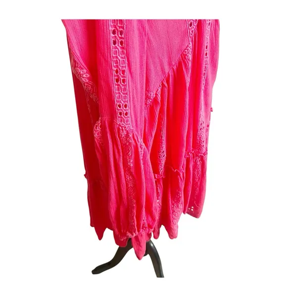 Free People Coral Pink Kiss Kiss Tunic Top Dress Shirt Small Sweetest Dream - Image 6