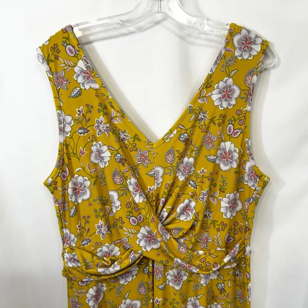 Candies XL‎ Mini Dress Yellow Floral Twist Front Sleeveless Preppy Boho 1039 - Image 3