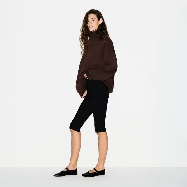 SKIMS Oversize Fleece Half Zip Pullover in Espresso small NWT - Image 3
