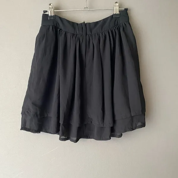 H&M Size 4 Black Mini Skirt Layered Chiffon Flowy Skater‎ A-Line Casual Classic - Image 5