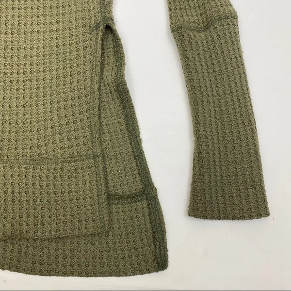 Free People Kate Thermal Long Sleeved Top: Olive Army Camo Green - Image 10