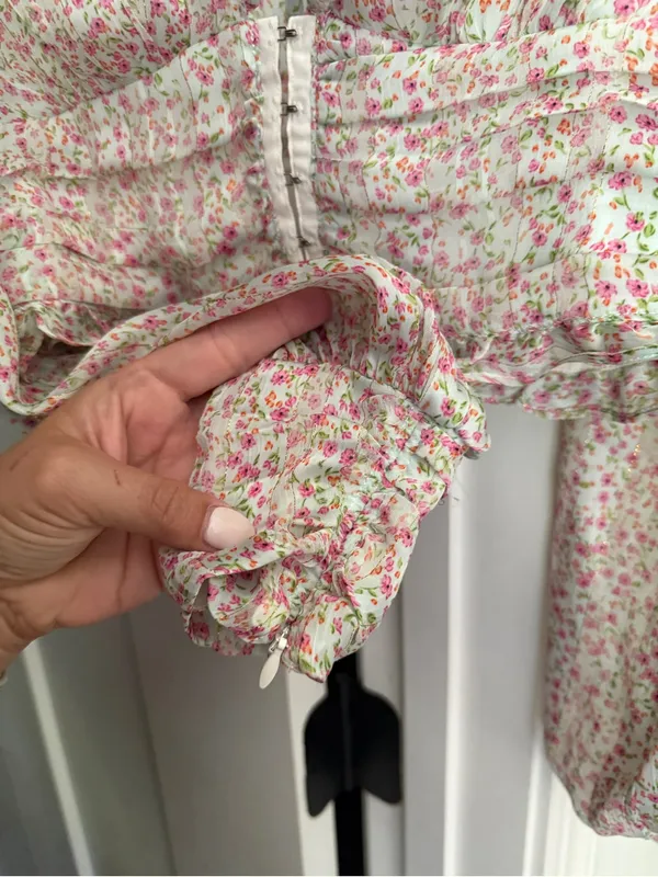 For love and‎ lemons Natalie crop top pink floral long sleeve blouse - Image 3