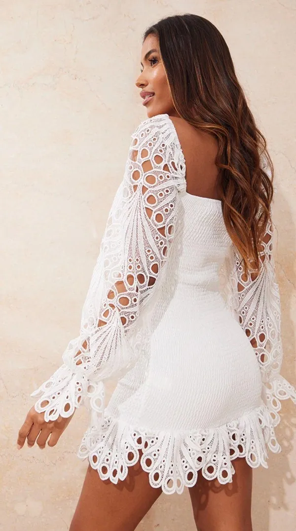 Pretty Little Thing White Lace Dress - Image 3