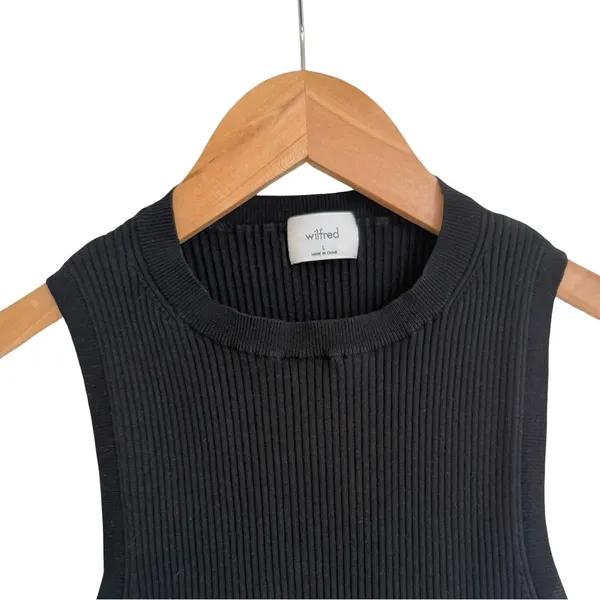 Wilfred Aritzia Black Ribbed Tank Top Size Large L‎ - Image 2