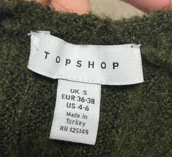 TopShop Green Oversized Open Front Knit Cardigan Size S - Image 4