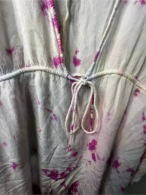 Raviya Petunia Pink Yellow Tie Dye Rayon Swim Cover Up Tunic Beach Vacation - Image 4