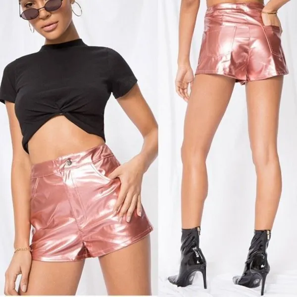 By the Way‎ Hazel Hot Short Pink Metallic Shorts Faux Leather Size Small Concert - Image 2