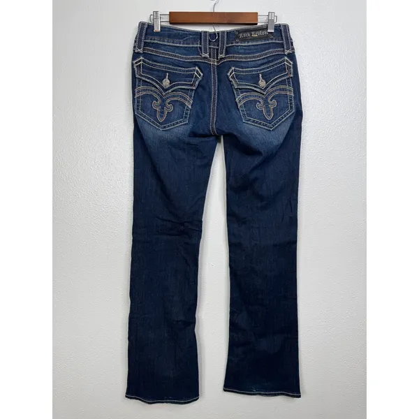 Rock Revival Debbie Bootcut Jeans Dark Wash Embroidered‎ Flap Pocket Size 30 - Image 2