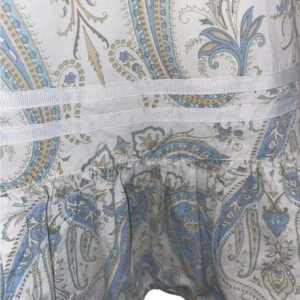 Y2k split cotton Flirty light blue paisley skirt ruffle hem ribbon Trim detail - Image 6
