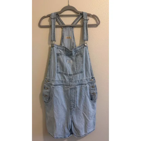 Levi's Denim Shortall Womens Large Light Wash Vintage Utility Chore Concert - Image 2
