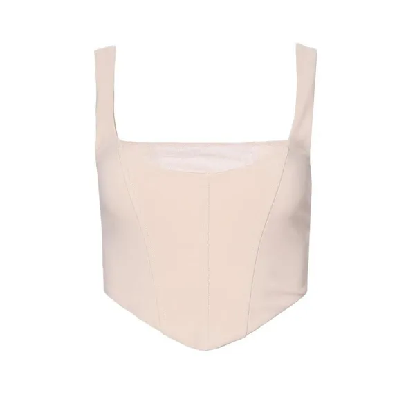 Tiger Mist Mesh Square Neckline Back Zip Nude Boning Bodice V Hem Corset Top XS - Image 2