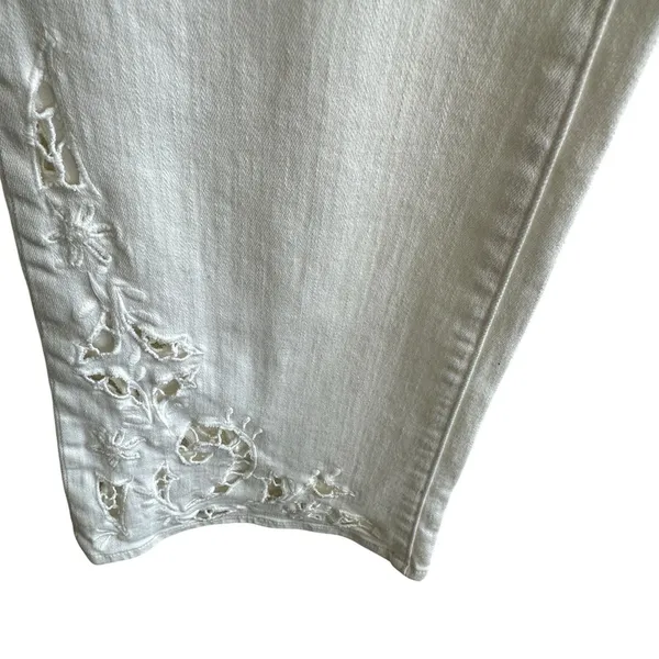 Vintage Seafarer Drake Jeans Sz 31 White Flared Eyelet Embroidered Italy Made - Image 8