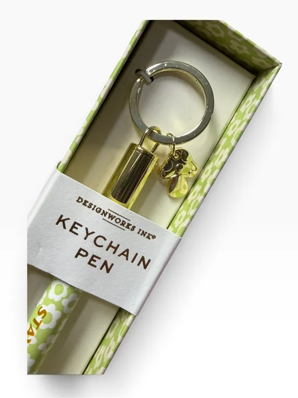 DesignWorks Ink “Stay Groovy” Daisy Keychain Pen with Mushroom Charm – New - Image 2