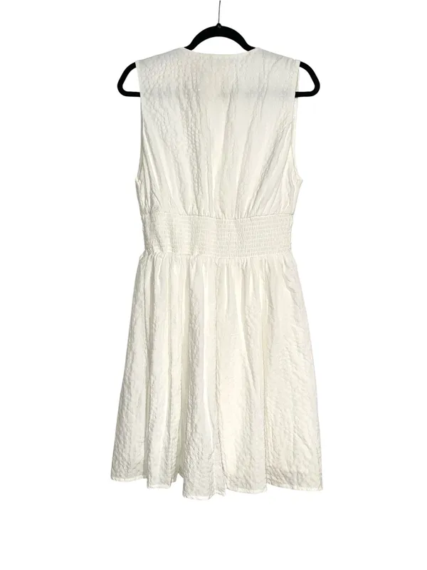 NWT Abercrombie & Fitch Textured Plunge White Mini Dress MEDIUM TALL - Image 4