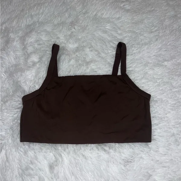Aerie Chocolate Brown Ribbed Sports Bra Top size Medium - Image 3