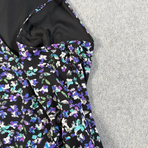 Express Women's Size 0 Black Floral Halter Neck Sleeveless Fit & Flare Dress - Image 6