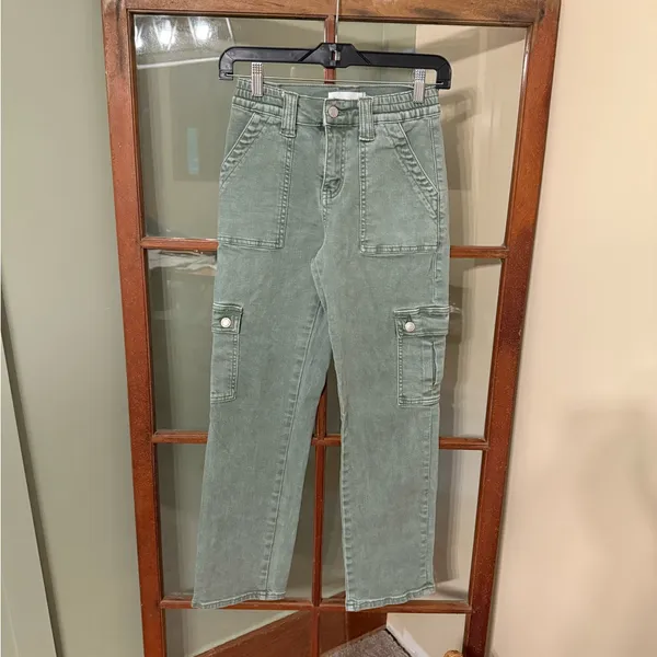 VERVET Buckle Green Stretch Cargo Y2K High Rise Wide Leg Pant Streetwear Size 24 - Image 4
