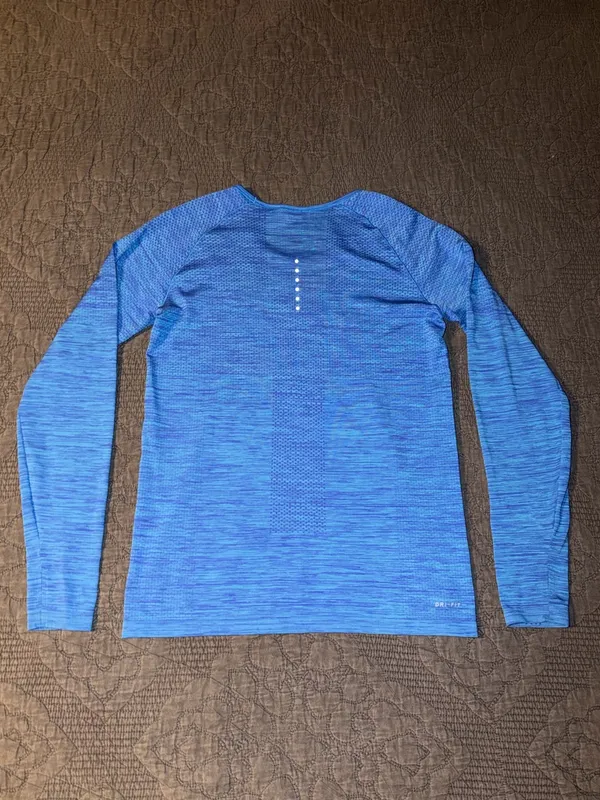 NIKE Dri-Fit Blue & Blue Long sleeve Activewear Top - Image 4