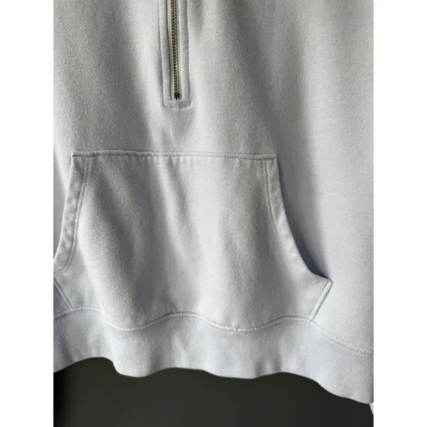 Aerie Light Blue Quarter-Zip Pullover Sweatshirt with Kangaroo Pocket - Image 6