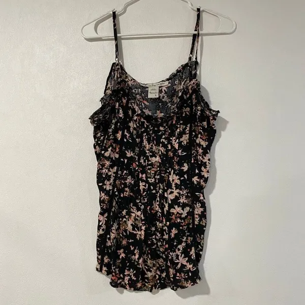 American Rag Cie Floral Cold Shoulder Tank Top Size L Boho Peasant Blouse - Image 2