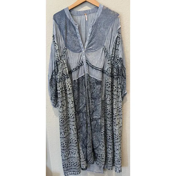 Free People Oh My Mix Print Long Sleeve Dress Duster Size Small - Image 9