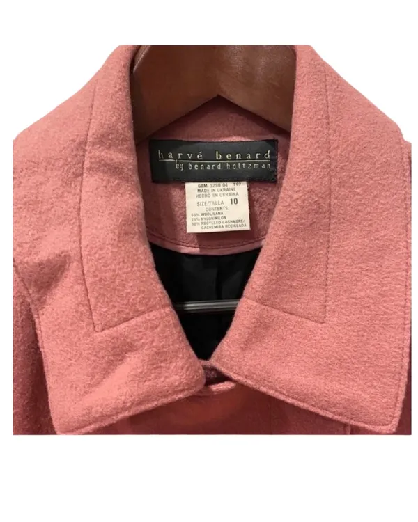 Vintage Harve Benard Dusty Pink Double Breasted Wool Cashmere Pea Coat 10 - Image 8