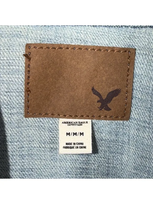 American Eagle Distressed Denim Vest Women’s Medium Light Wash Jean Vest - Image 6