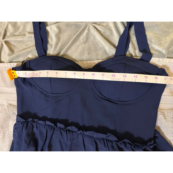 NWOT Lulus SZ Large Sophisticated Occasion Navy Blue Bustier Lace-Up Maxi Dress - Image 6