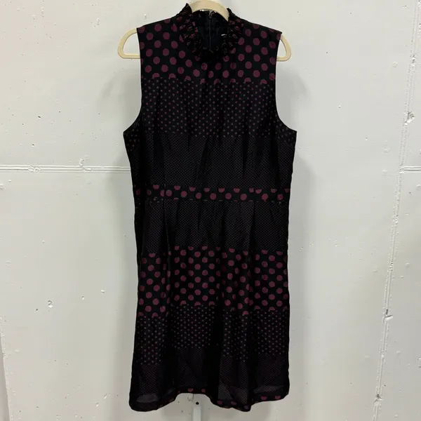 Who What Wear Dark Polka Dot Sleeveless Midi‎ Dress XXL Smocked Whimsical Retro - Image 2