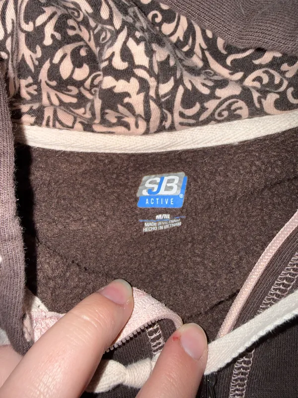 Brown and Pink Zip Up Hoodie - Image 3
