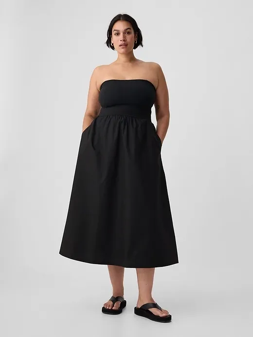 NWT Gap Mixed Media Black Cotton Midi Dress M - Image 3