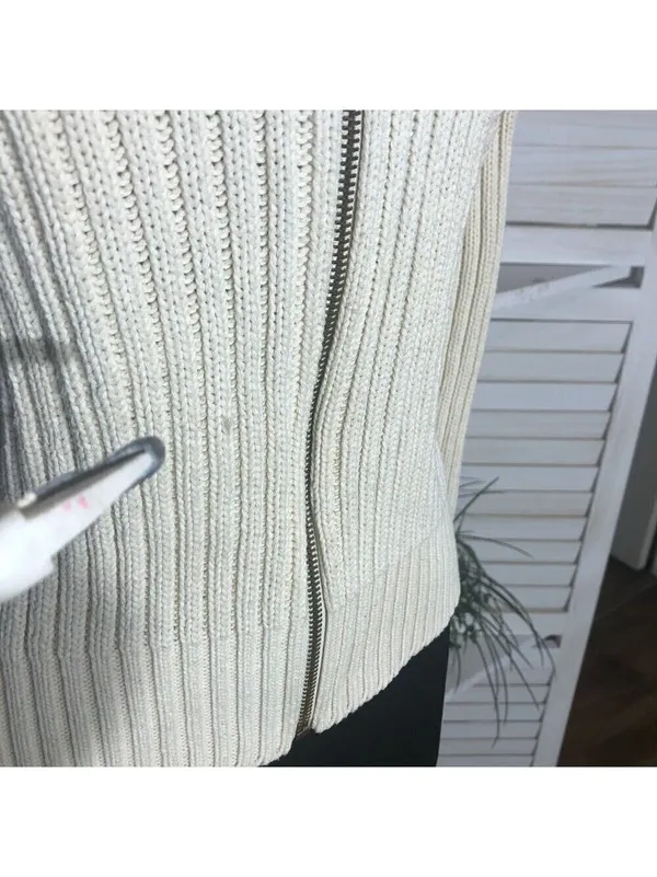 Vintage 90s cream cardigan cotton ribbed cottage peppy Fisherman Coastal cowgirl - Image 9