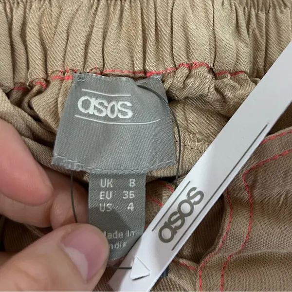 NWT ASOS Tan w/ Pink‎ Stitching Shorts Overall Romper Size 4 - Image 5