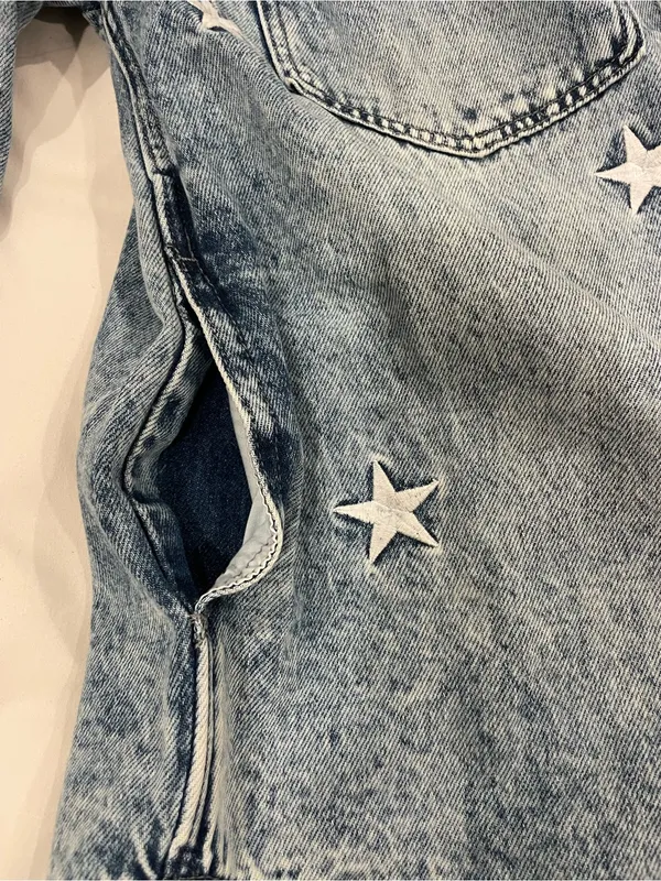 Mineral Wash Star Embroidered Denim Jacket - Image 7