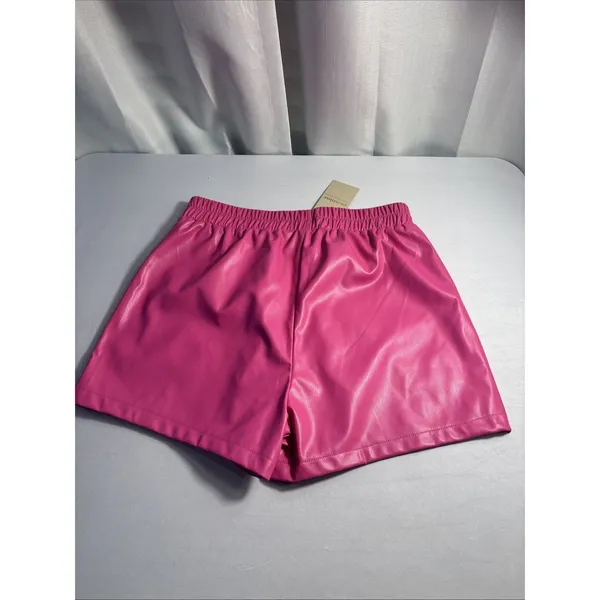 NWT ee:some Faux‎ Leather High Waisted Shorts Hot Pink Elastic Waist Size Large - Image 10