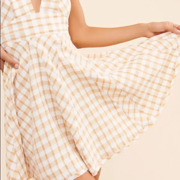 ✨HP✨FP Do The Twist Women's Gingham Deep V-Neck Pleated Mini Halter Dress✨ - Image 9