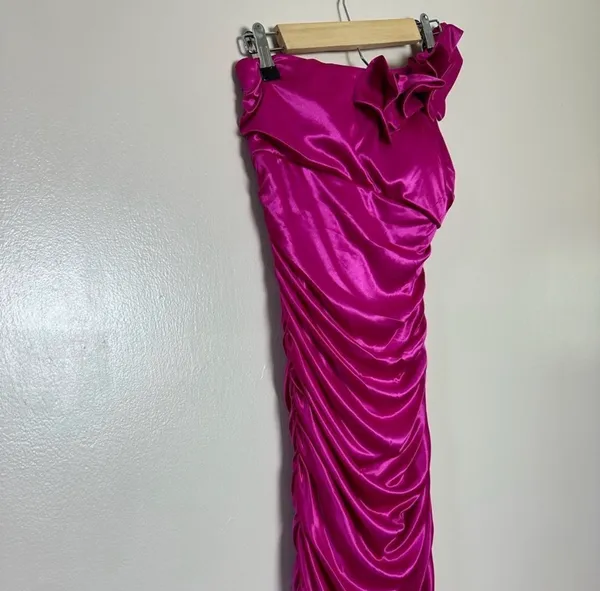 CLEARANCE! Pink Ruby Rox One-Shoulder Ruched Dress Size S Junior NWT - Image 3